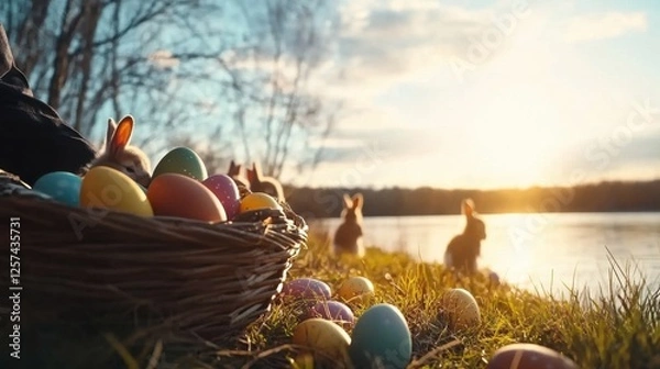 Obraz Easter Bunnies by the Lake