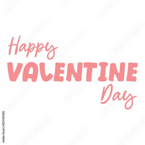 Fototapeta Happy valentines day text in pink color, for greeting card, banner, social media