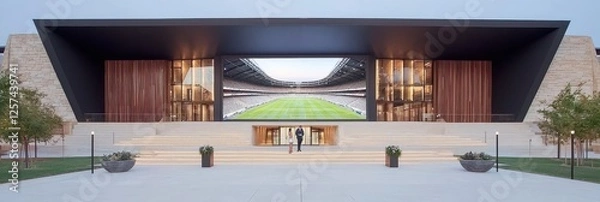 Fototapeta Modern Architectural Building with Large Screen Display