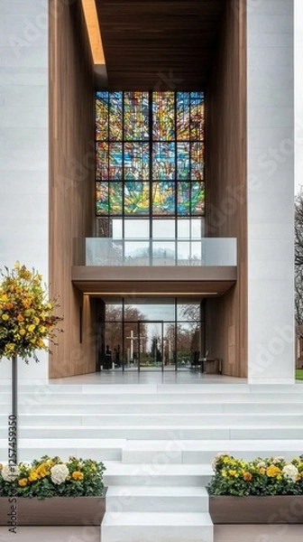 Fototapeta Modern Architectural Design Featuring Stained Glass Windows