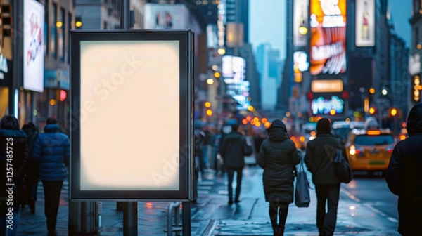 Fototapeta Blank billboard Times Square urban setting for outdoor advertising messages