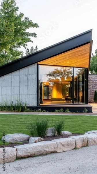 Fototapeta Modern Architectural Design of a Concrete and Glass Building