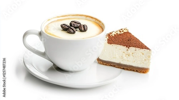 Obraz Coffee and bread Chocolate on white background