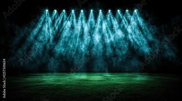 Fototapeta Stadium Field Lit By Bright Stage Lights