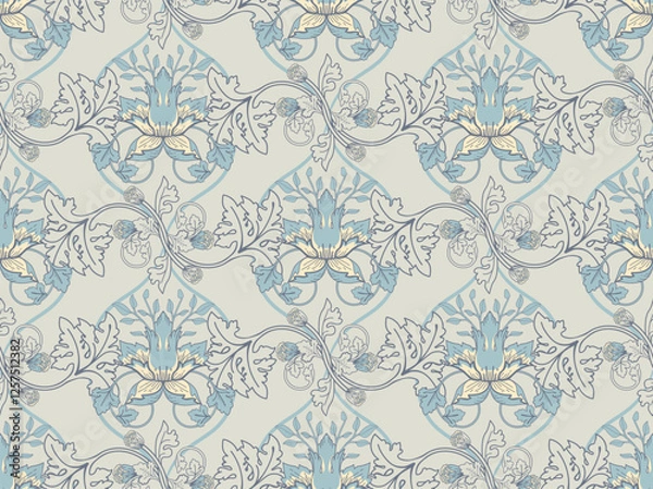 Fototapeta Seamless pattern in modern damask style for fabric, tapestry, wallpaper, wrapping paper