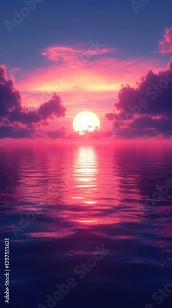 Obraz Serene sunset over calm waters with vibrant colors reflecting on the surface