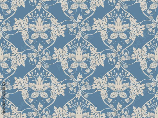 Fototapeta Seamless pattern in modern damask style for fabric, tapestry, wallpaper, wrapping paper.