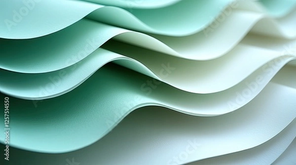 Obraz Abstract close-up of layered wavy paper in soft pastel colors creating a serene atmosphere