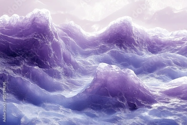 Obraz Abstract ocean waves in shades of purple and blue, creating a surreal coastal landscape