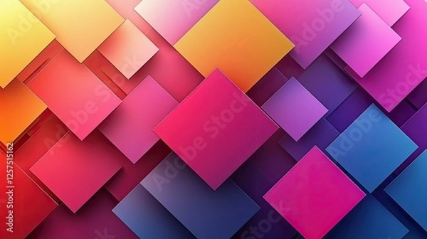 Obraz Colorful geometric shapes layered in vibrant hues creating a dynamic abstract background