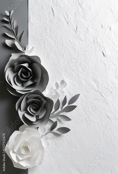 Obraz Elegant white Gray texture Paper Floral Arrangement background