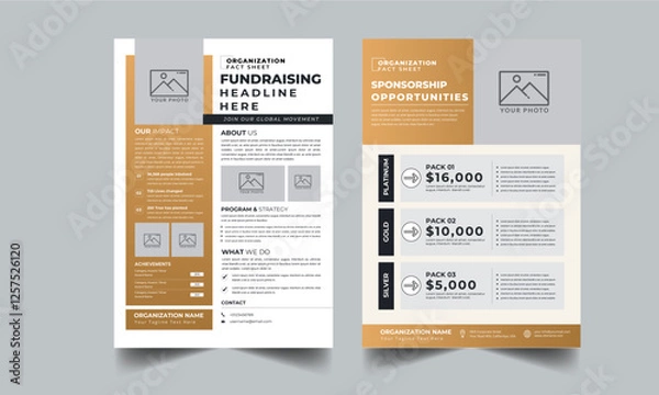 Fototapeta Nonprofit Fundraising Flyer,  Sponsorship Levels Event Flyers 2 style design layout concept