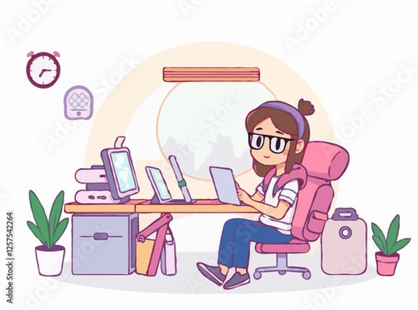 Fototapeta Digital Nomad Workspace: Travel and Work On-the-Go