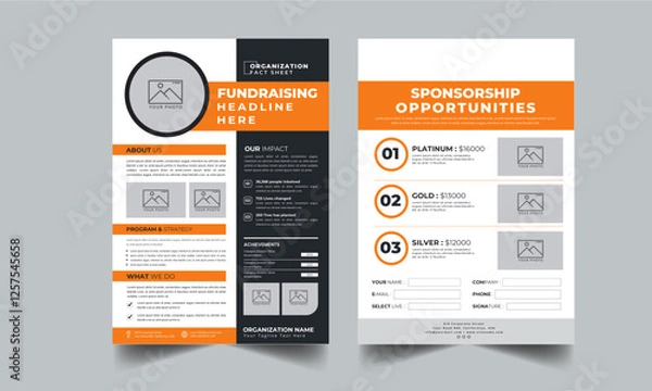 Fototapeta Nonprofit Event Sponsorship Levels Fundraising Flyers 2 style design layout concept	