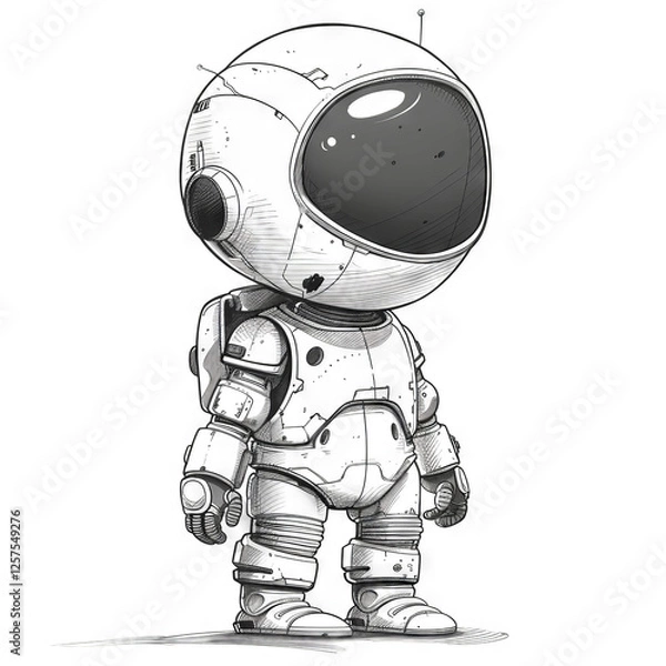 Obraz Adorable Little Astronaut: A Sketch of a Futuristic Space Explorer