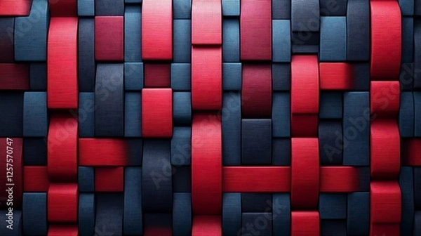 Fototapeta Abstract Red And Blue Interwoven Geometric Pattern