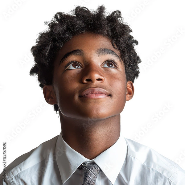Fototapeta Portrait of a smiling African American high school student isolated on transparent background, PNG
