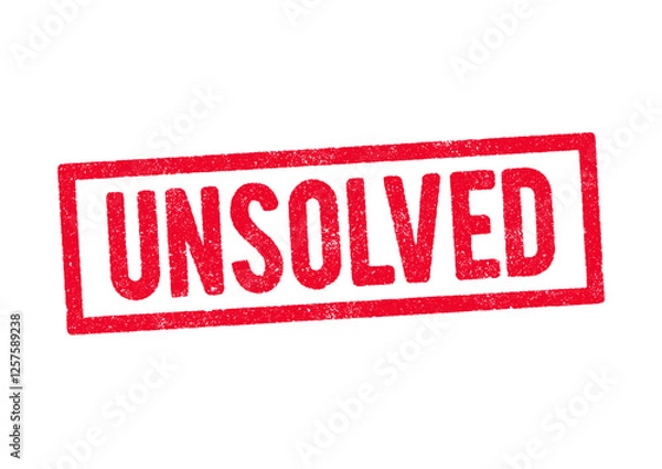 Obraz Vector illustration of the word Unsolved in red ink stamp