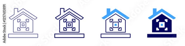Fototapeta Voice activated home icon in 4 different styles. Thin Line, Line, Bold Line, Duotone. Duotone style. Editable stroke