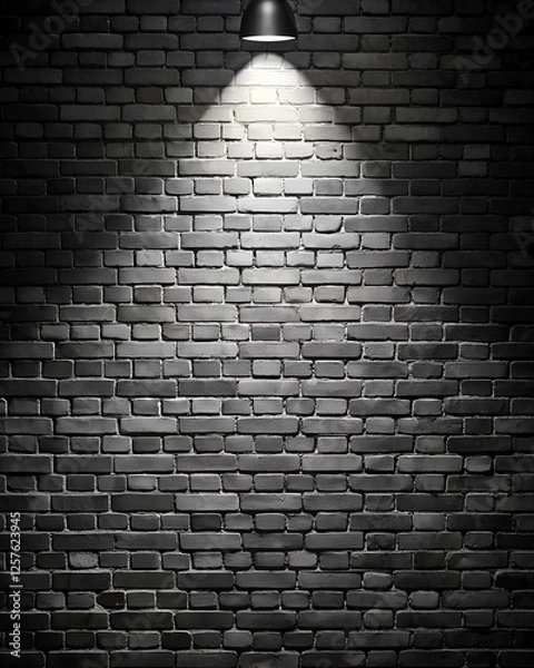 Obraz Dark Brick Wall with Spotlight Effect in Monochrome