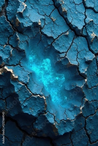 Obraz Azure stone, network of fissures, sharp edges, cracked texture, broken, design