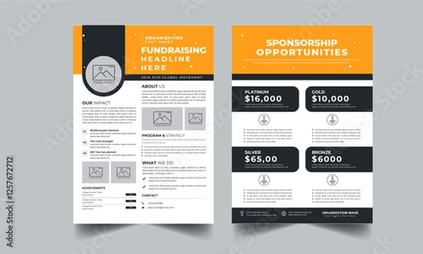 Fototapeta Nonprofit Event Sponsorship Levels Fundraising Flyers 2 style design layout concept