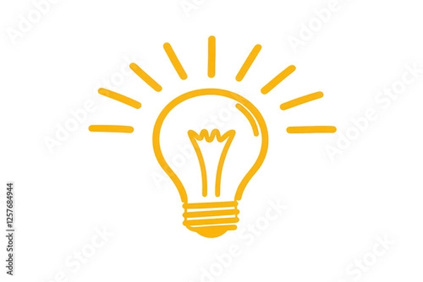 Fototapeta Illuminating light bulb illustration with rays of light transparent background creative design concept