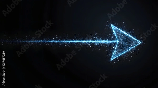 Fototapeta One strong right-pointing arrow drawn with blue light.
