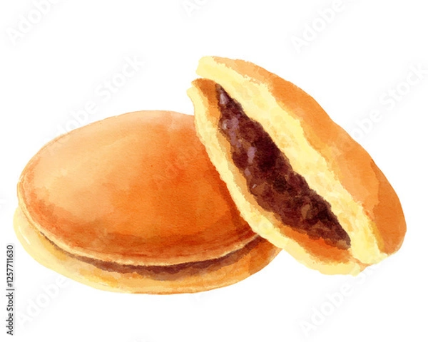 Obraz どら焼きの水彩イラスト(断面)