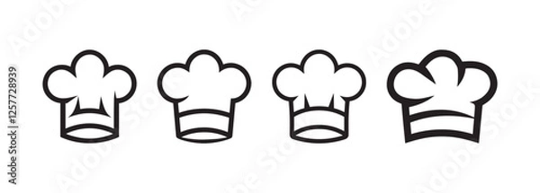 Fototapeta Collection Of Chef Hat Silhouette Icon Isolated On White Background
