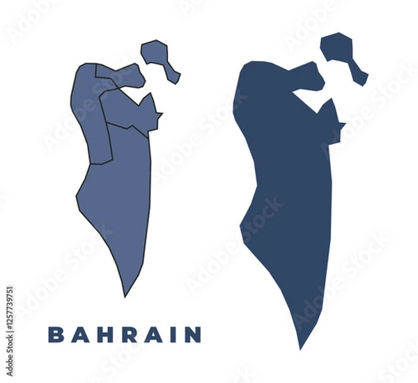 Obraz Bahrain flat and outline vector map set