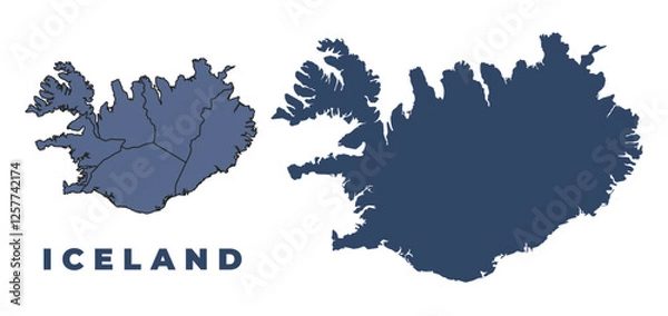 Obraz Iceland flat and outline vector map set