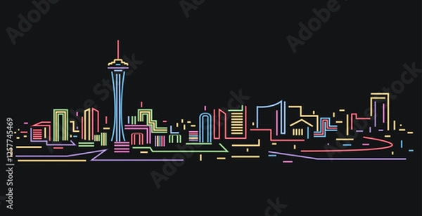 Fototapeta Las Vegas neon light skyline