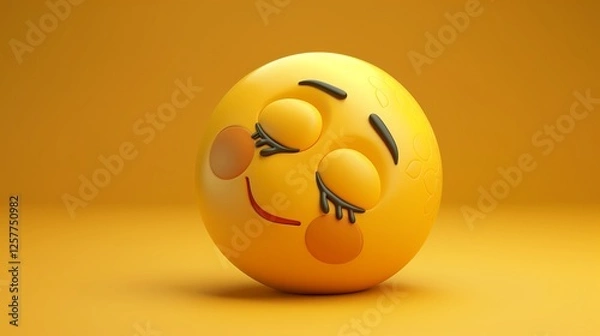 Fototapeta A sleepy emoji with a slightly tilted head and a soft snoring effect, complete with detailed lighting and shadowing. The smooth textures and shading add realism.