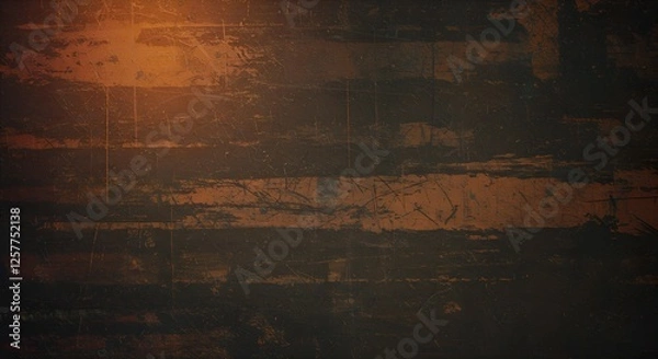 Fototapeta Dark and moody abstract texture with distressed brush strokes, layered earthy tones, and subtle scratches, perfect for a vintage and rugged aesthetic