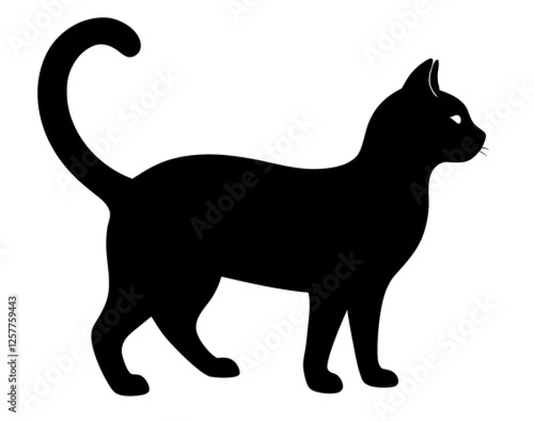 Fototapeta black cat silhouette vector, Simple silhouette Design vector icon with white background. Pet Animal vector