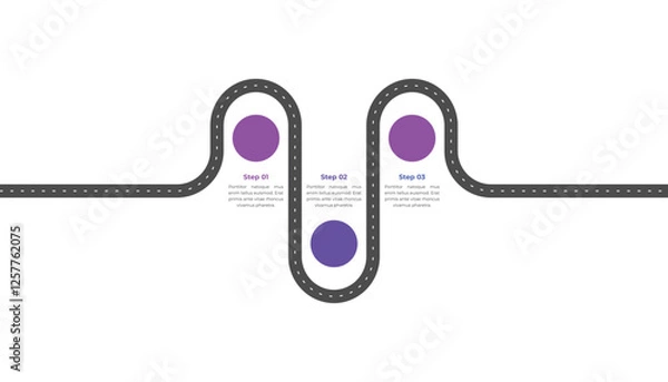 Obraz Roadmap infographic. 3 steps journey concept.