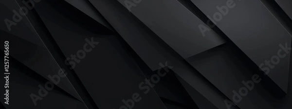 Fototapeta Stylish black background with minimalist aesthetic, ideal for design and banner templates. Featuring clean and simple geometric wallpaper with modern flair and a central white space for text.