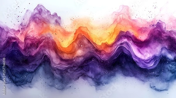 Fototapeta Abstract colorful mountain range painting, background art, possible use for wallpaper or poster