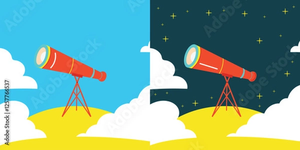 Fototapeta a simple telescope for design element in day and night background