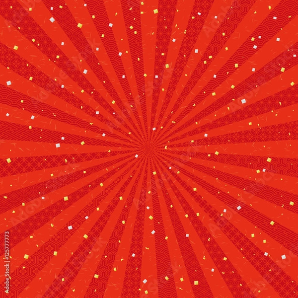 Obraz 赤　放射状　金銀ちりばめた和風背景