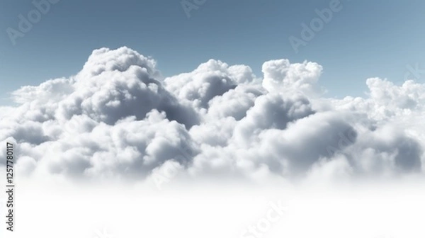 Obraz Soft White Clouds in a Clear Sky - Natural Background for Use in Various Design Projects and Creative Works, Ideal for Serenity and Peace Themes