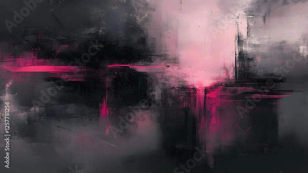 Obraz Abstract Dark and Pink Digital Painting of Layered Textures and Brushstrokes