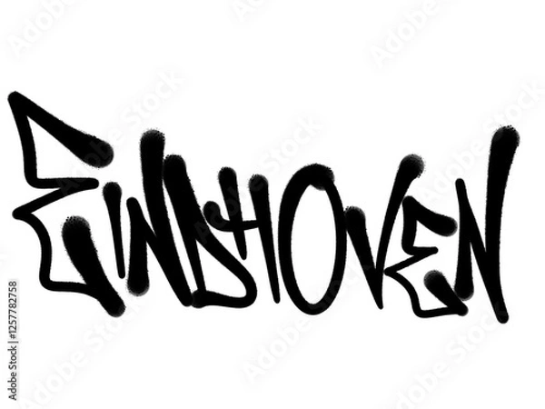 Fototapeta EINDHOVEN city name sprayed graffiti letters isolated hand drawn style