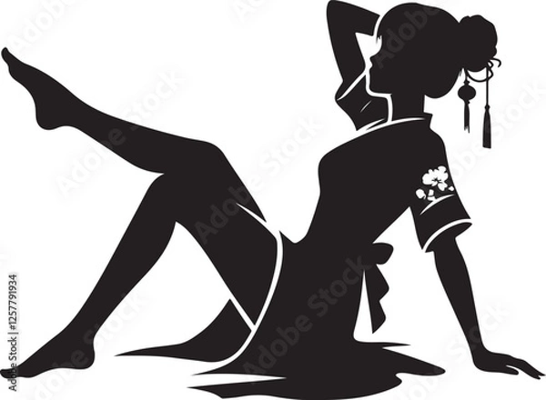 Fototapeta relaxing woman design silhouette style isolated on white background.