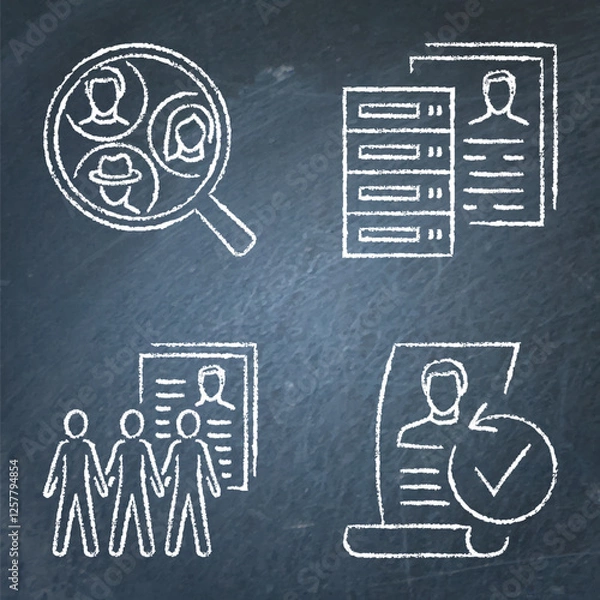 Fototapeta Genealogy database chalkboard icon set