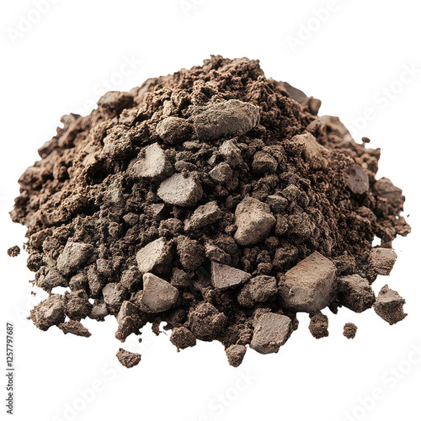 Fototapeta pile of brown soil humus isolated on transparent background, PNG