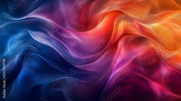 Fototapeta Colorful fabric waves, abstract background, design texture, website banner