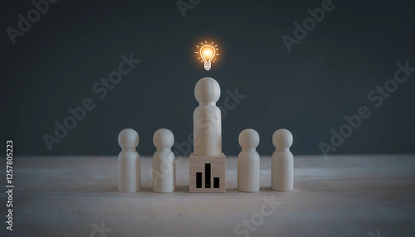 Fototapeta leadership human resources motivation to success, management conception, success leader in performance opportunity  recruitment in vision of business team, growth by knowledge to professional position