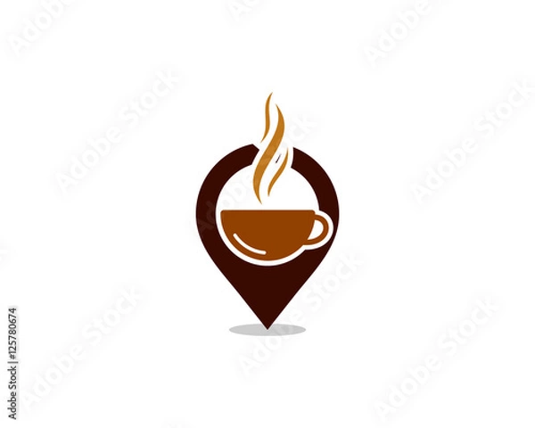 Obraz Coffee Pin Point Logo Design Template